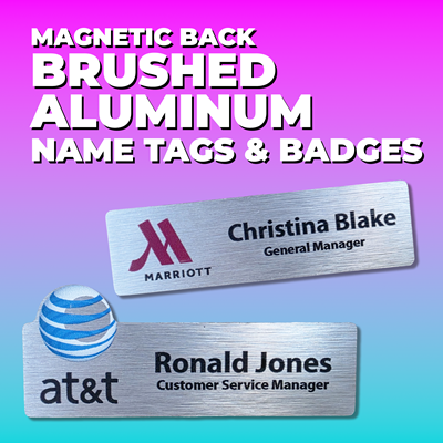 Brushed Aluminum Name Tags & Badges