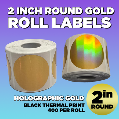 2 Inch Round Gold Roll Labels